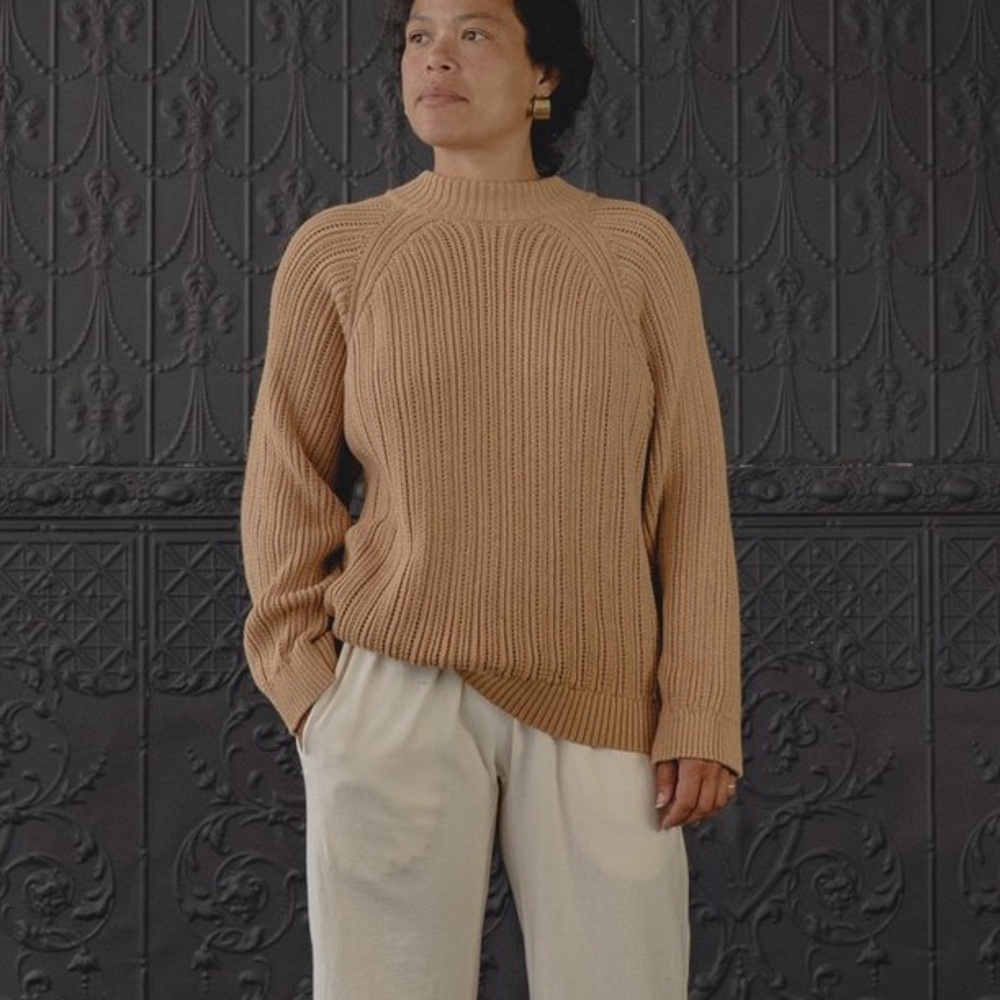 Wol Hide Beige Open-Knit Crewneck Sweater - Picture 5 of 12